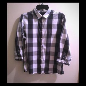 LANDS END CHECKERED BLOUSE SIZE 12